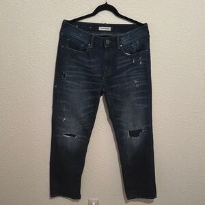 Banana Republic Women's Relaxed Fit Distressed Jeans - Dark Blue